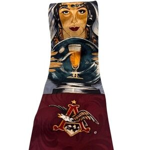 Vintage 1994 Anheuser Busch Silk Tie Fortune Teller Beer Eagle Logo Burgundy 4"